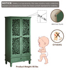 Safety features of Antique Green Storage Cabinet - 55'' Tall w/ Drawer including anti-tip kit and stable design for child safety.