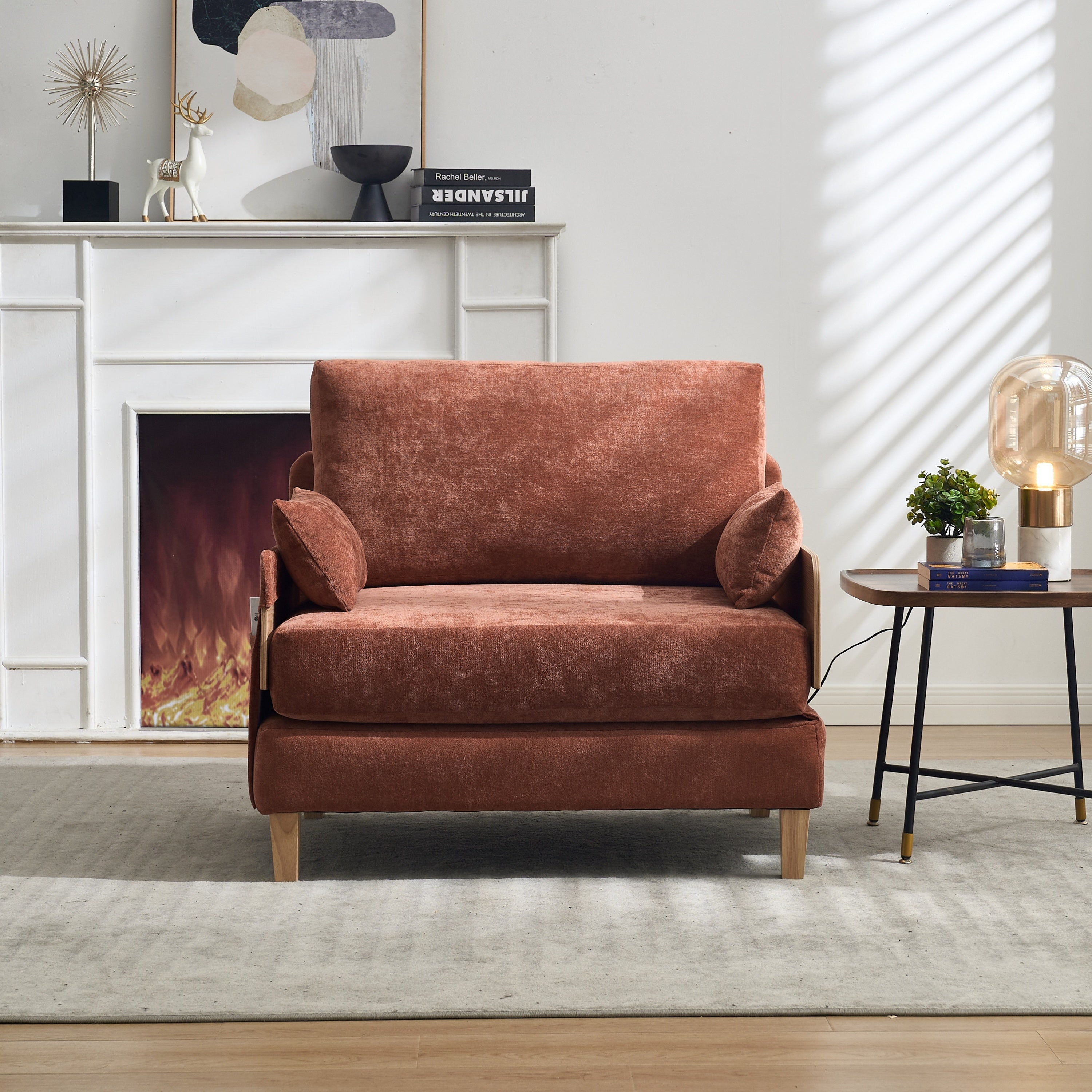 Front-facing view of the Convertible Sofa Bed Recliner - 3-in-1 in chair mode, highlighting its wide seat and modern aesthetic.