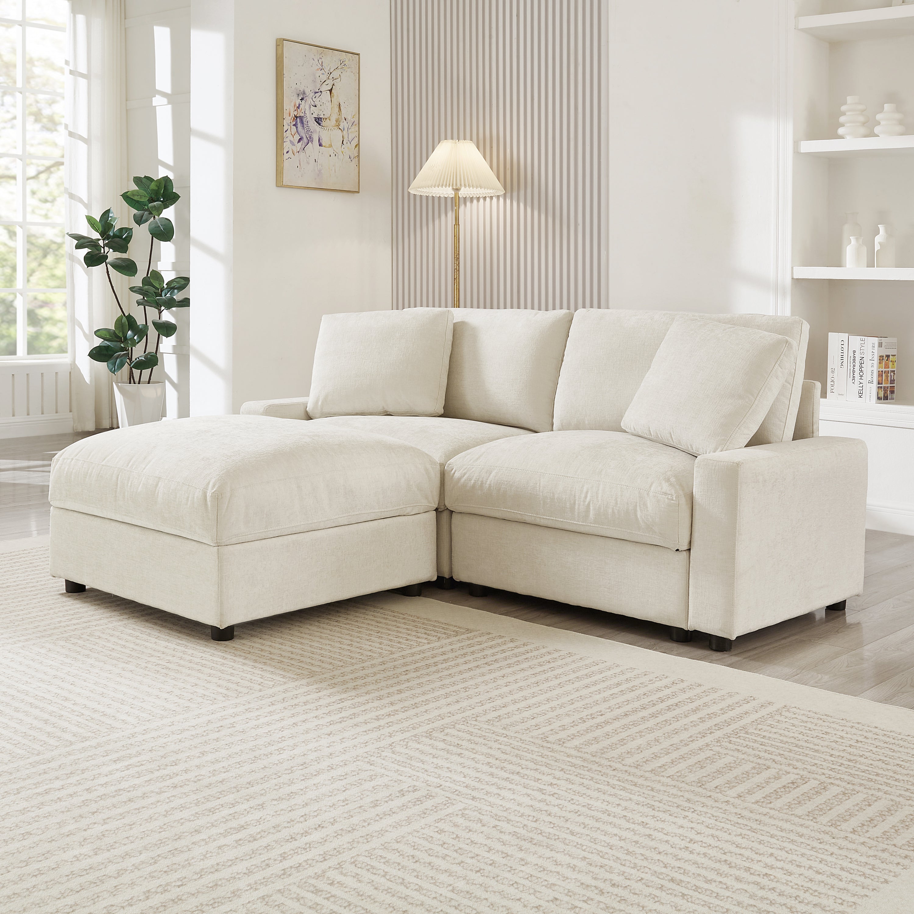 Modular Sectional Sofa with Hidden Storage for Living Room