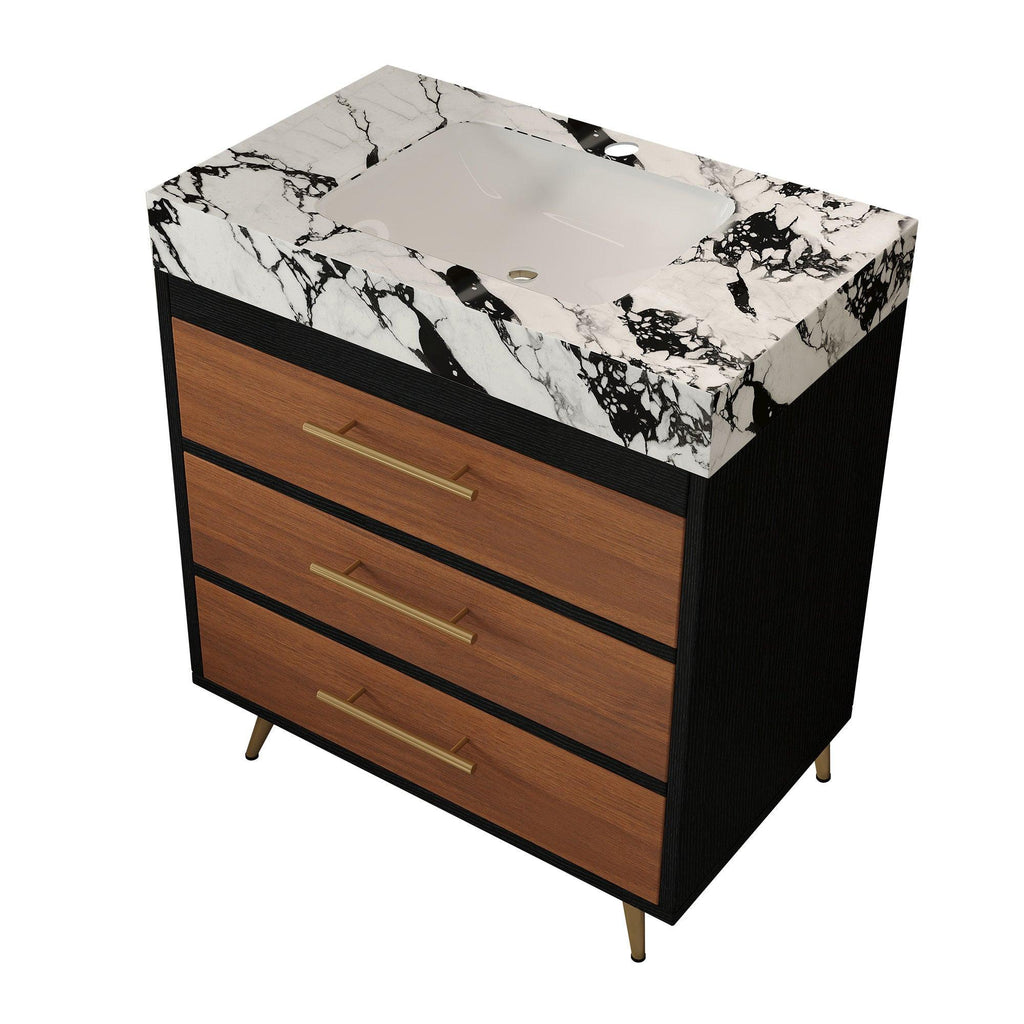Modern Free-Standing Bathroom Vanity with Ceramic Sink.