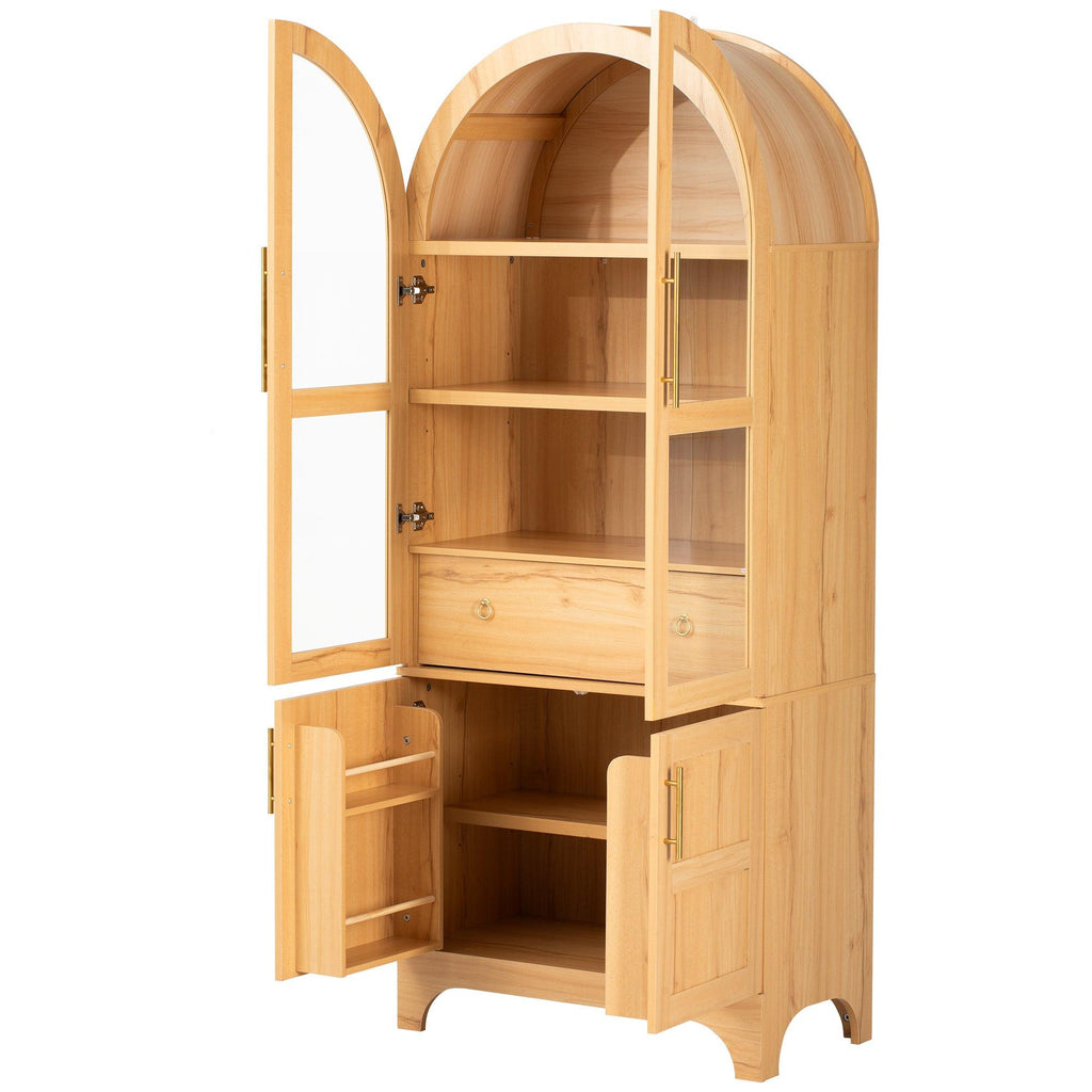 K&K Arched Kitchen Pantry Cabinet for Storage & Organization.