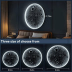 32-Inch Realistic Resin Moon Wall Light – Plug-In Dimmable LED Moon Sconce with Remote Control, 30 W Main & 10 W Night Light, Meteorite Crater Texture, 1.75″ Thick Wall-Mounted Décor for Home & Commer.
