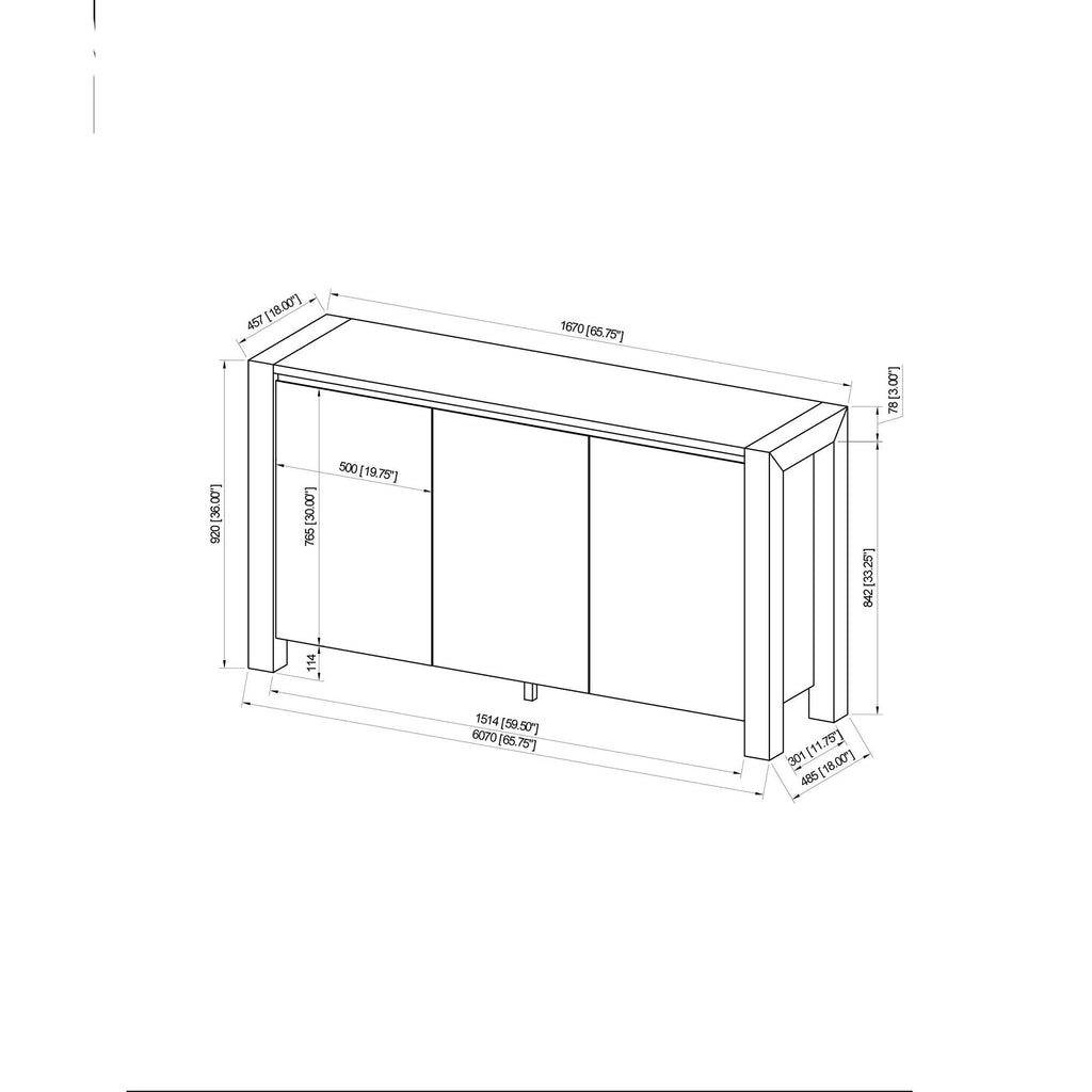 Vanilla Farmhouse Storage Buffet with Marble Top in Beige and Light Natural, Solid Wood and MDF Construction, 65.75 x 18 x 36 inches.