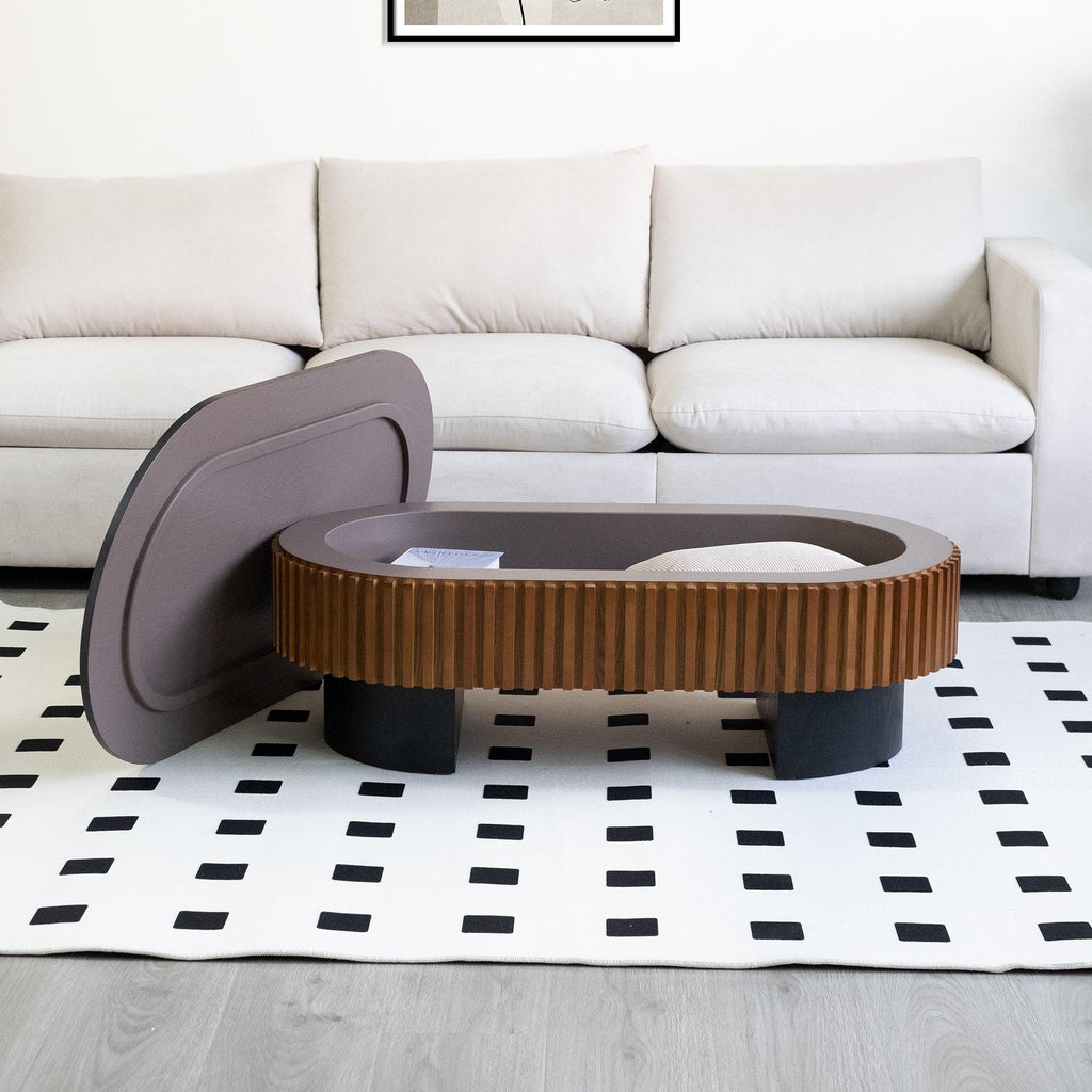 43.7'' Modern Coffee Table with Hidden Storage and Removable Top.