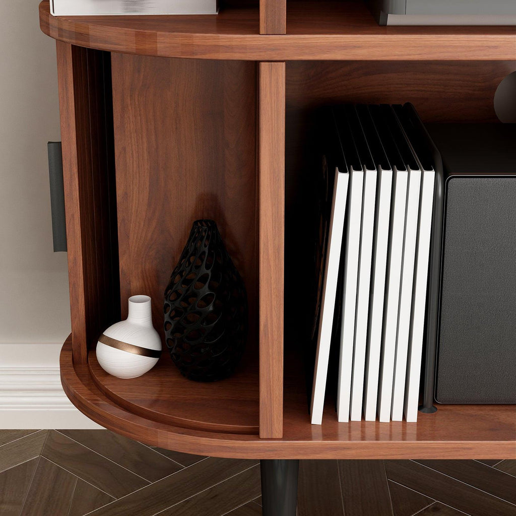 Mid Century Modern Record Player Stand with Charging Station.