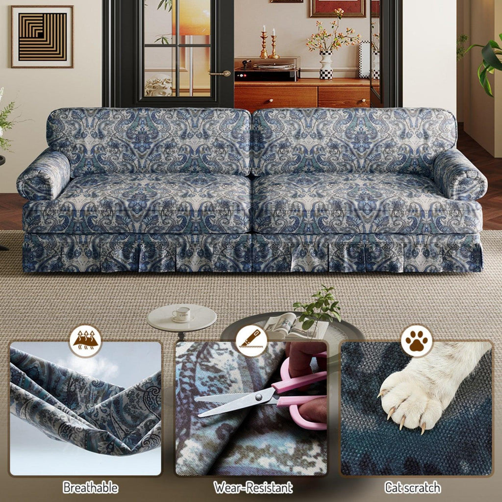 Luxuriously Comfortable Cloud Couch Blue Floral Sofa.