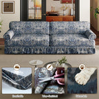 Luxuriously Comfortable Cloud Couch Blue Floral Sofa.