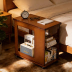 Bamboo Folding Edge Table with Movable Storage.