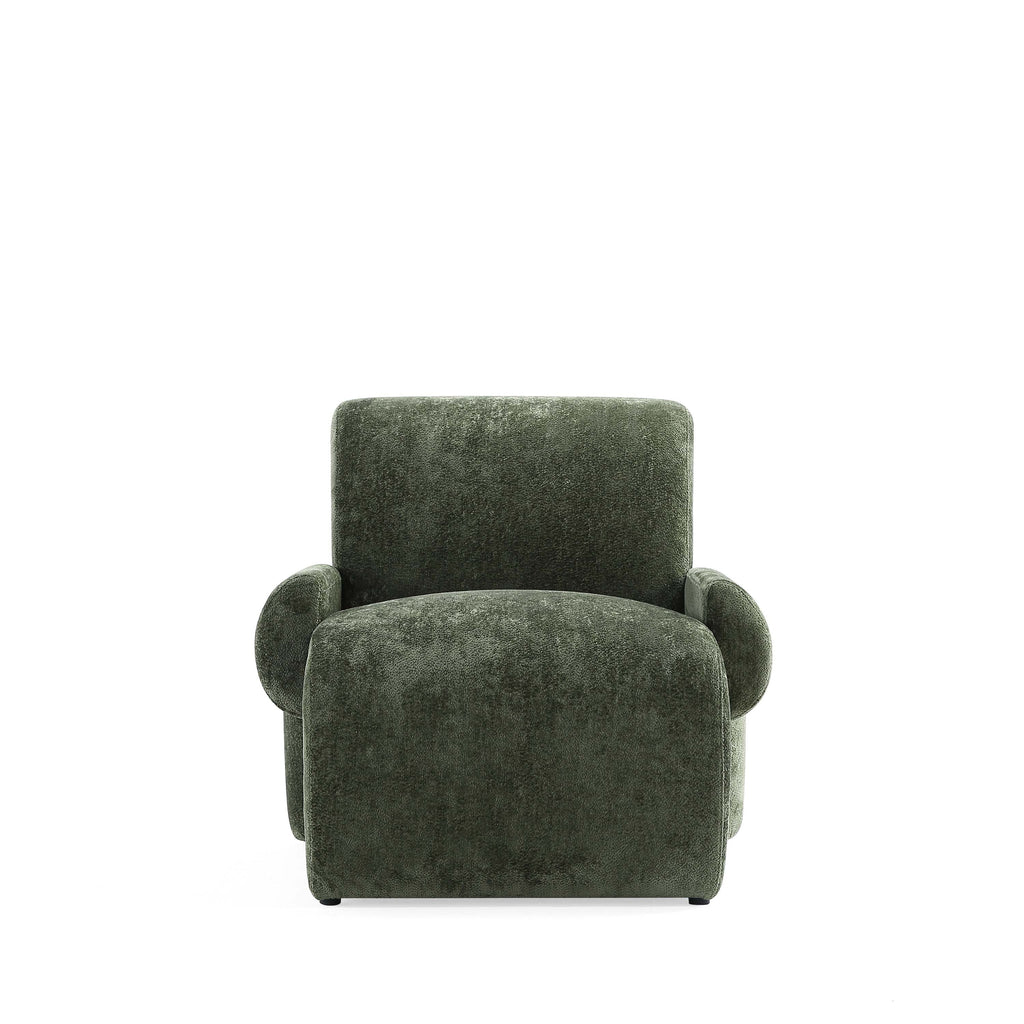Verandah Chenille Lounge Chair in Olive Green