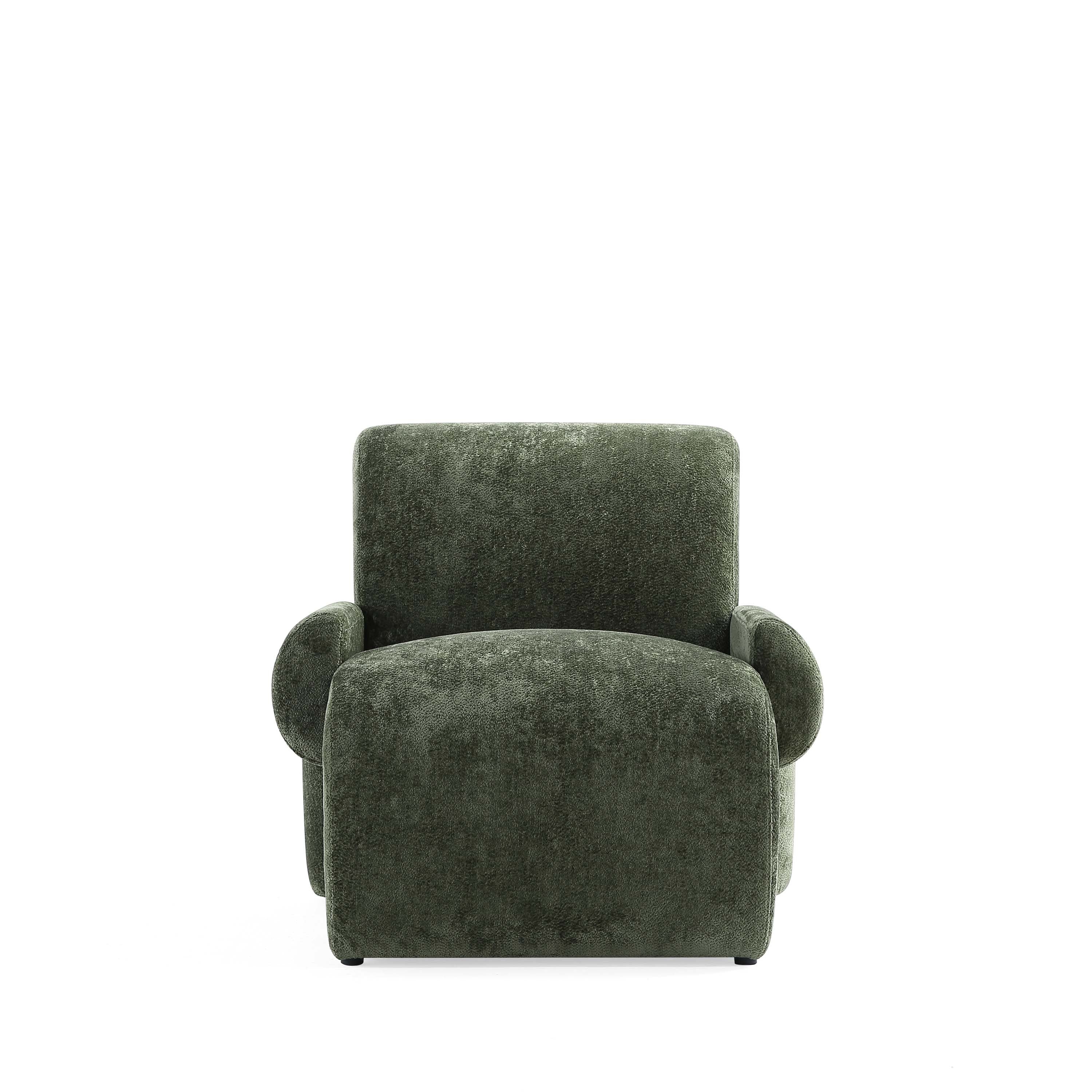 Verandah Chenille Lounge Chair in Olive Green