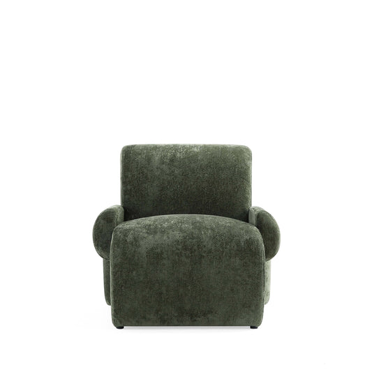 Verandah Chenille Lounge Chair in Olive Green