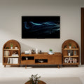 Walnut Wooden Arched 3-Tier Storage Bookshelf - 37 Inch Height