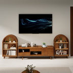 Walnut Wooden Arched 3-Tier Storage Bookshelf - 37 Inch Height