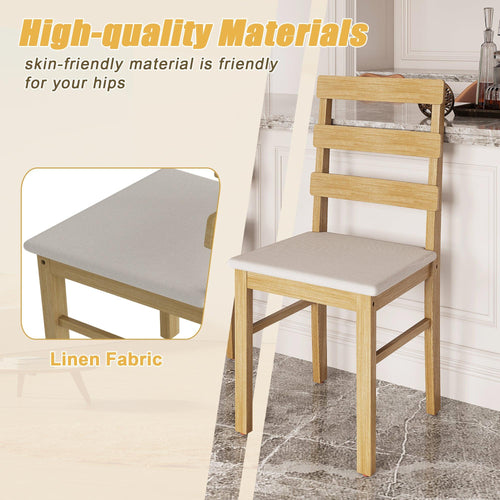 Solid Wood Dining Table Set - 5 Piece Natural Wood Finish.