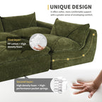 Cutaway view of 116'' compressed sofa showing dual-layer high density foam and pocket springs for enhanced comfort and support.