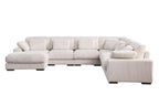 Elodie Beige Corduroy Modular Sectional Sofa with Chaise.
