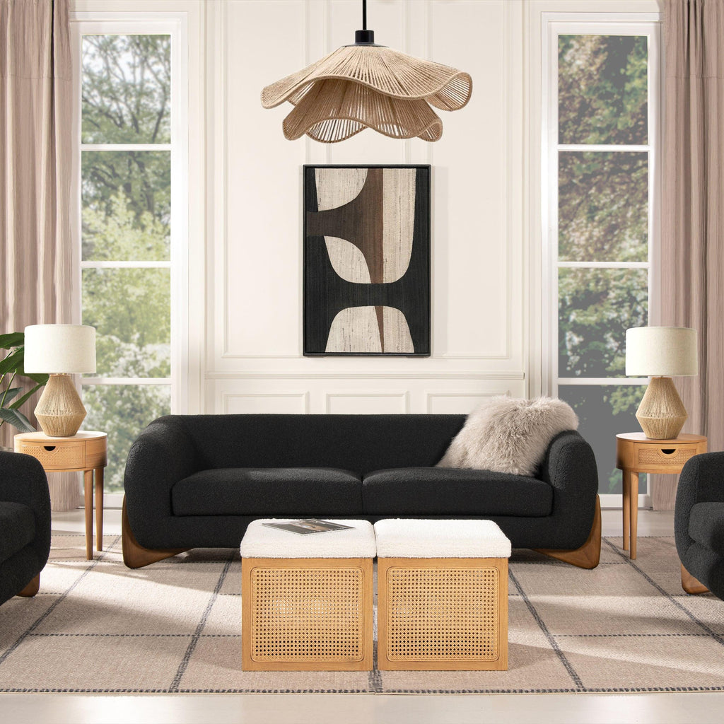 Alpine Sherpa Sofa in Black Boucle - 90.5 Inch.