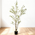 60-Inch Lifelike Artificial Olive Tree in Black Pot for Indoor Decor