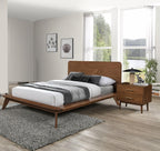 Mid-Century Modern Walnut Bed Set with Nightstands.