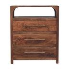 Solid Wood Arc-Line 3 Drawer Chest - Solid Wood 3 Drawer Chest.