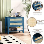 Boho Nightstand with 2 Drawers and Storage Shelf.