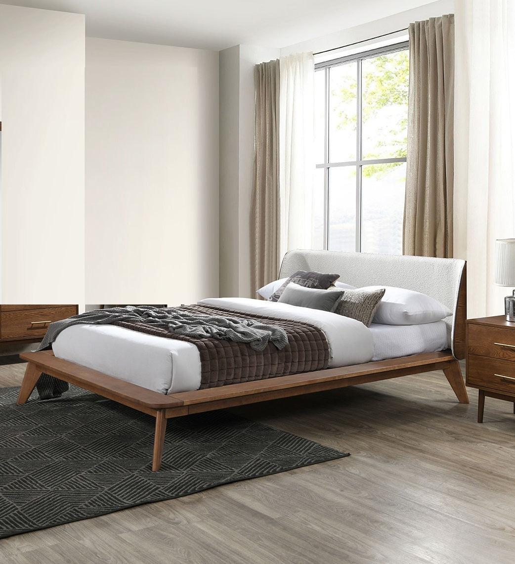 King Size Fabric Bed Frame with Winged Headboard.