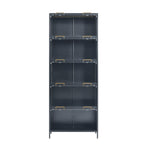 Iron Display Cabinet with Glass Doors - 5-Tier Bookcase.