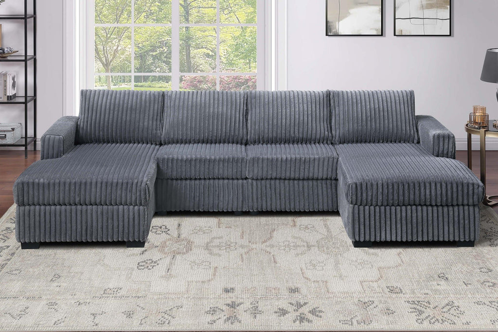 Dark Gray U-Shaped Sectional Set for Comfortable Living Space.