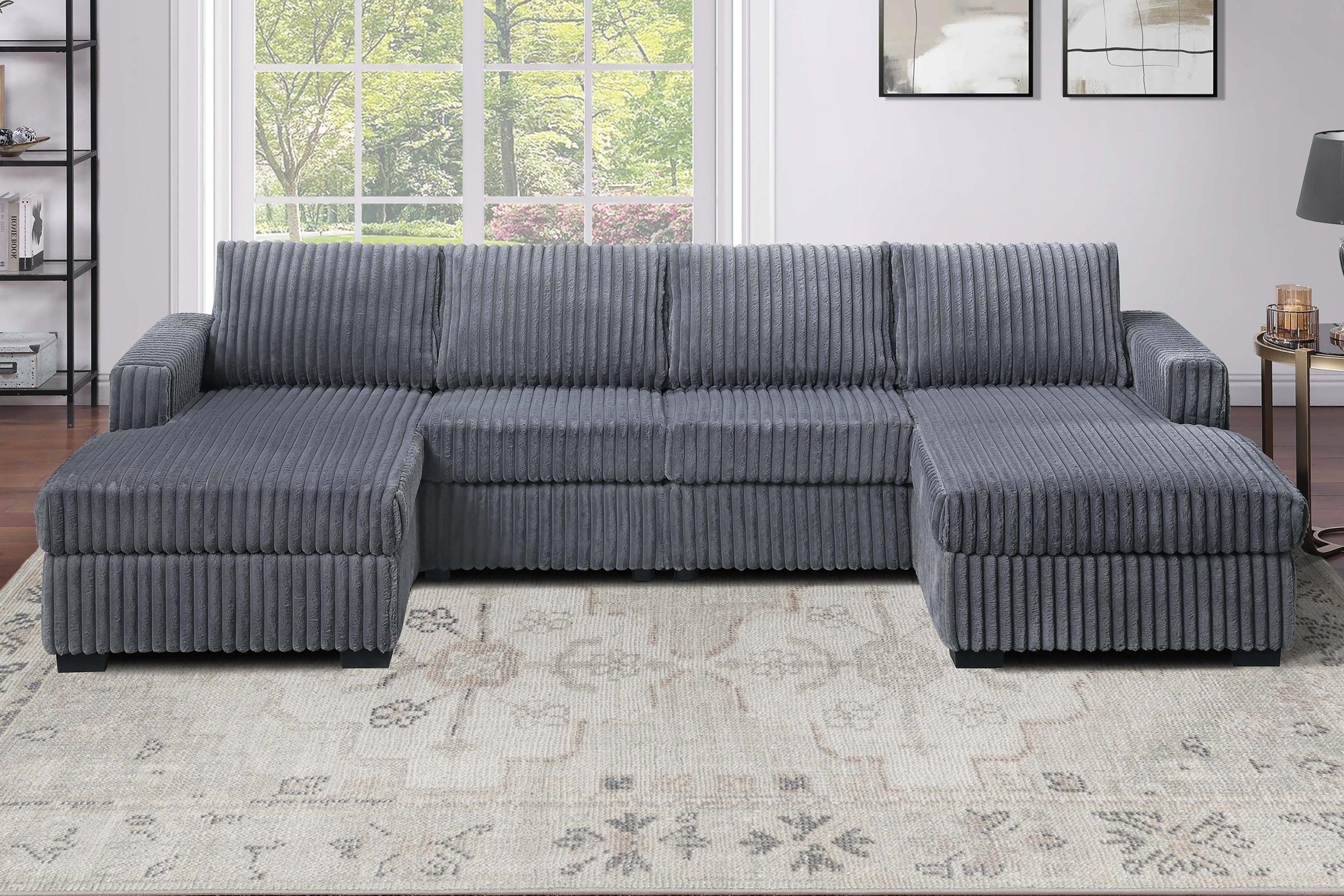 Dark Gray U-Shaped Sectional Set for Comfortable Living Space.