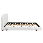 California King White Fabric Upholstered Bed Frame.
