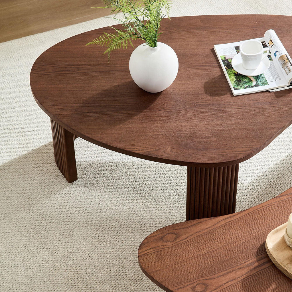 2-Piece Modern Irregular Coffee Table Set for Living Room.
