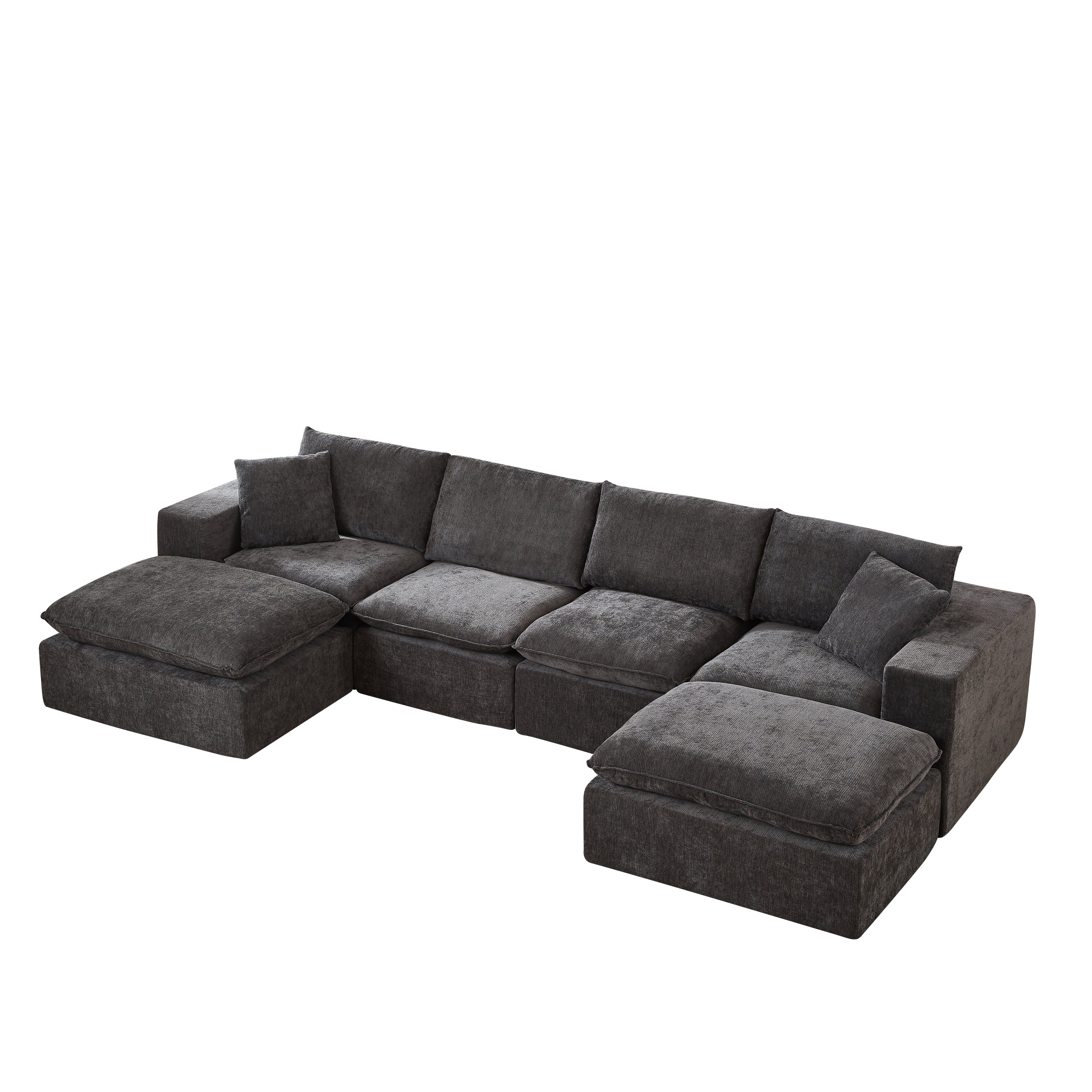 Chenille Cloud Sofa in dark gray chenille fabric, displayed without accessories to show its full modular structure and plush cushions.
