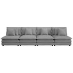Modern modular sofa in dark grey corduroy with plush cushions, 70.8' upholstered design for customizable seating and comfort.