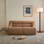 Chenille Fabric 2-Seater Sofa, Easy-Transport, Brown.