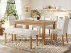 6-Piece Modern Dining Set, Rectangle Kitchen Table with 4 Upholstered Chairs & Bench, Ideal for Dining Room and Living Room, (Easy Assembly, Space Saving)