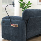 Back view of modular sofa with phone holder and USB ports, emphasizing tech integration and storage features.