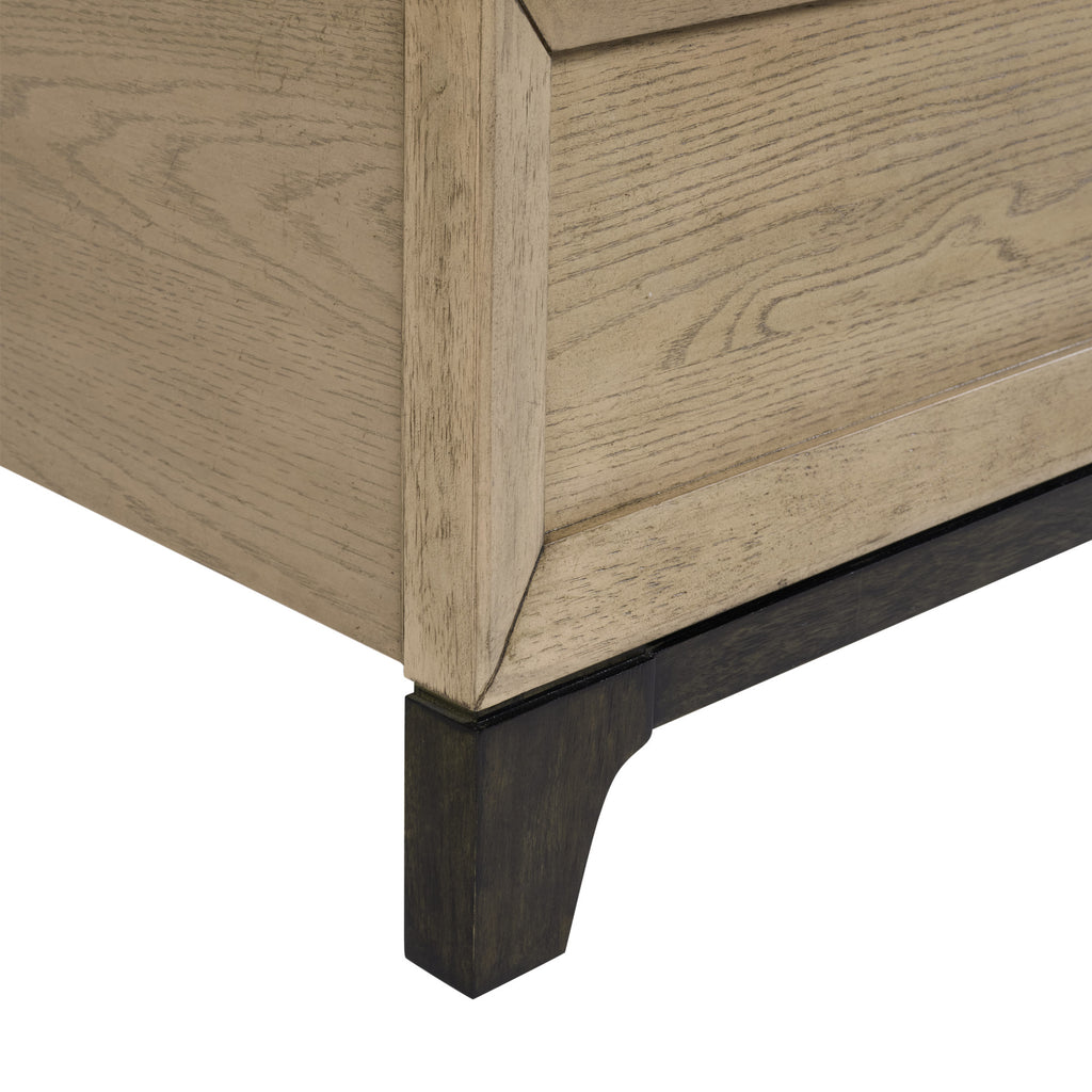 Caramel and Cocoa King Panel Bed in Rich Brown Wood with Black Trim and Feet, 82x82x60 Inches