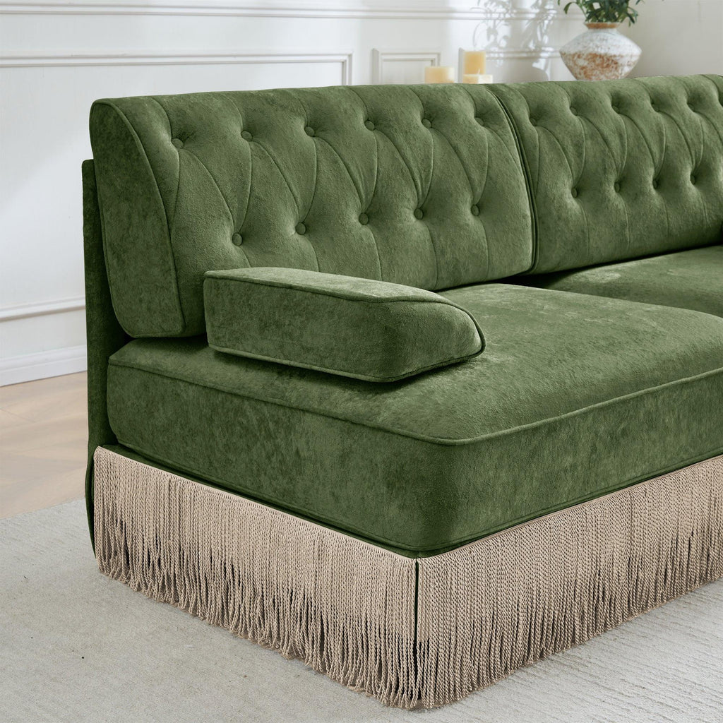 Modular Velvet Sectional Sofa for Living Room - Green.