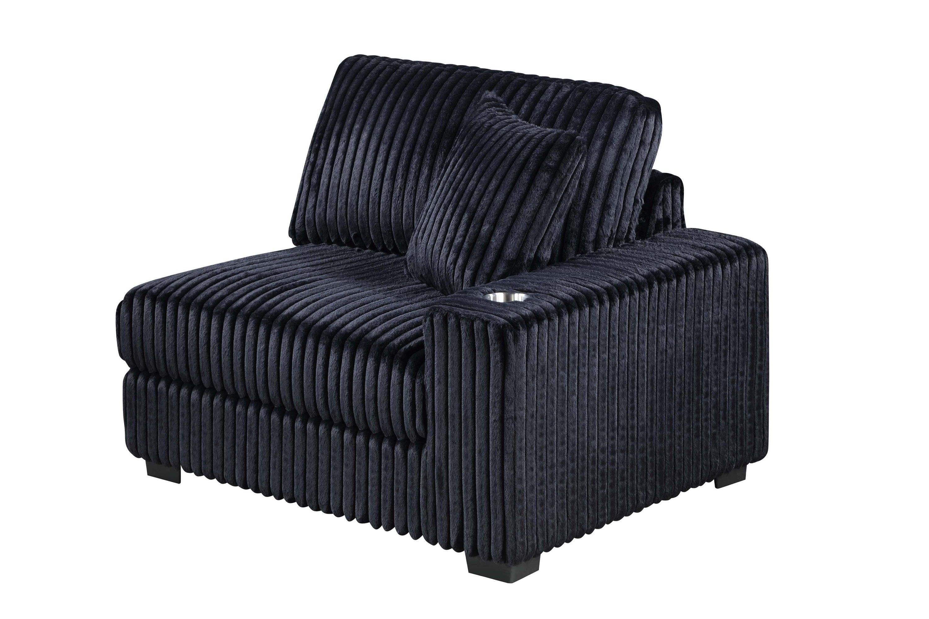 Modular Sectional Sofa Set with USB - Contemporary Black Design.