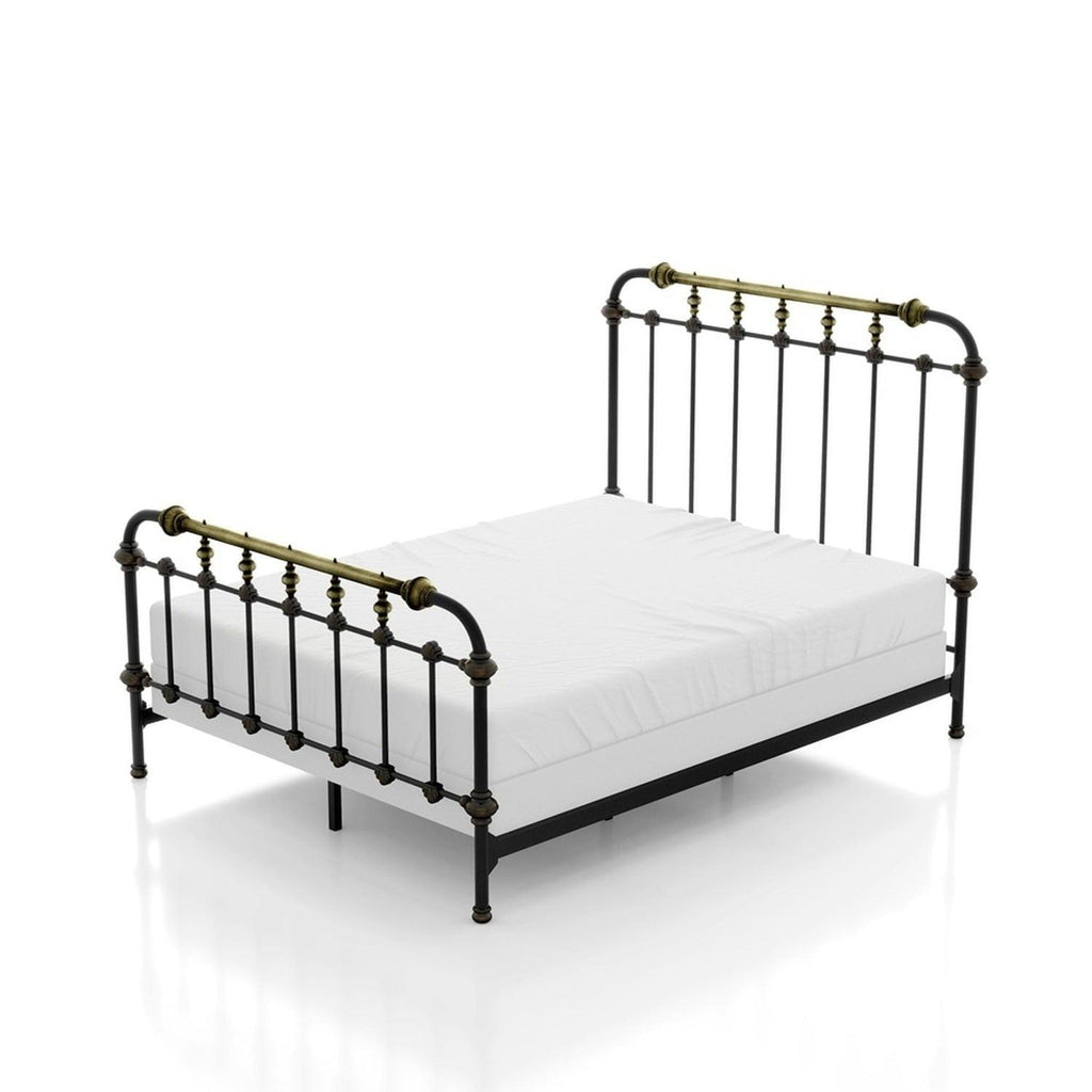 Antique Black Full Size Bed with Gold Accents.