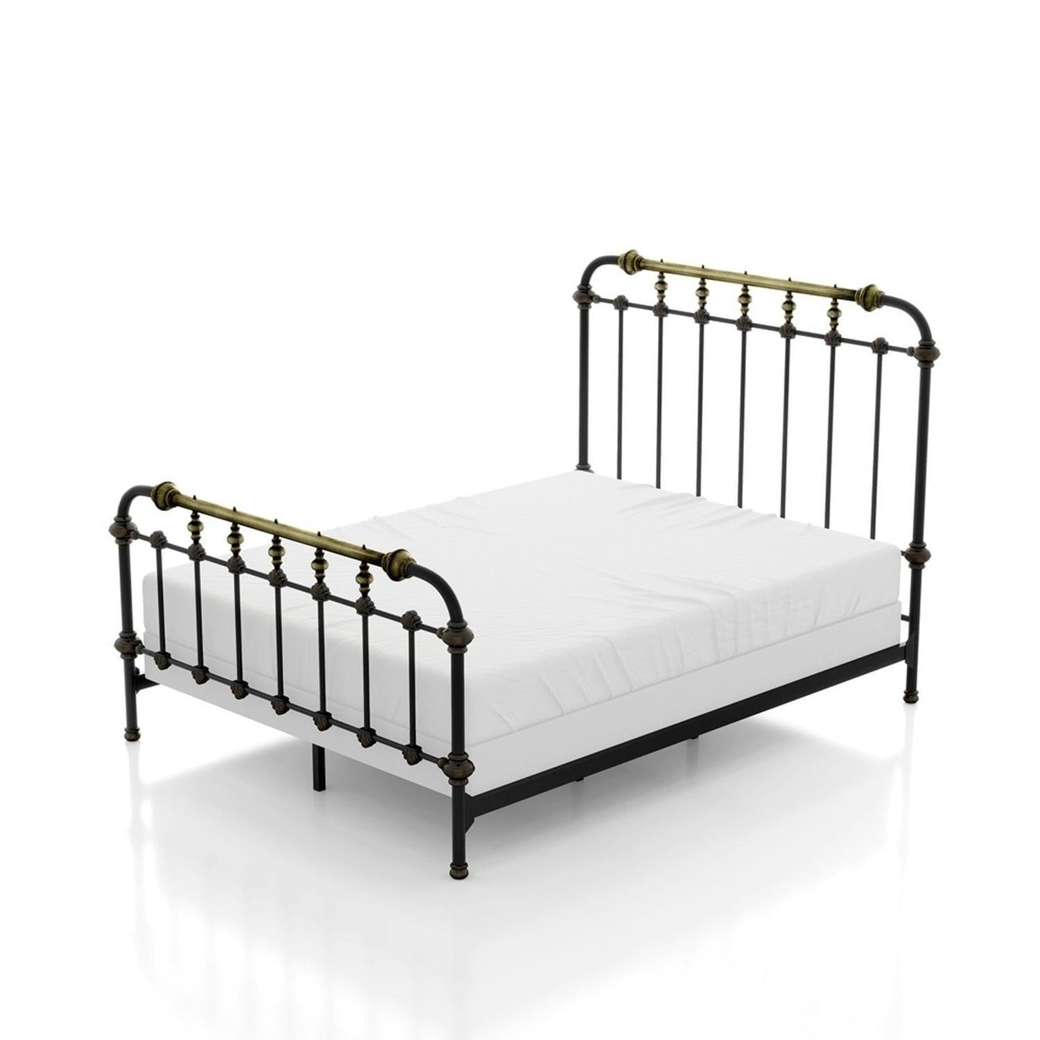 Antique Black Full Size Bed with Gold Accents.