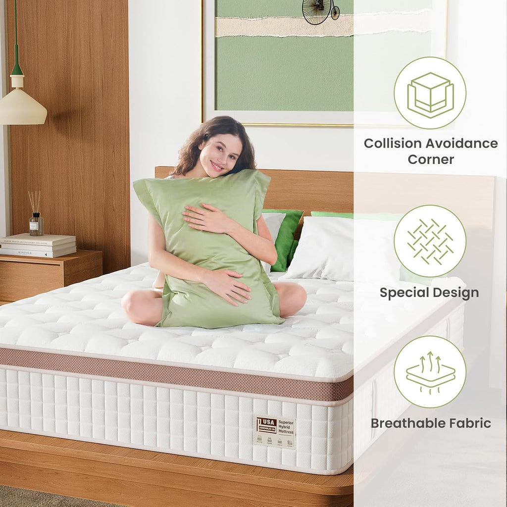 Firm Gel Memory Foam King Mattress with breathable fabric, collision avoidance corners, and modern design for enhanced sleep experience.