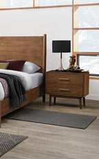 Walnut 3pc Bedroom Set with Queen Bed and Nightstands.