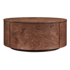Burl Wood Coffee Table with Drawers - 360° Rotating Top.