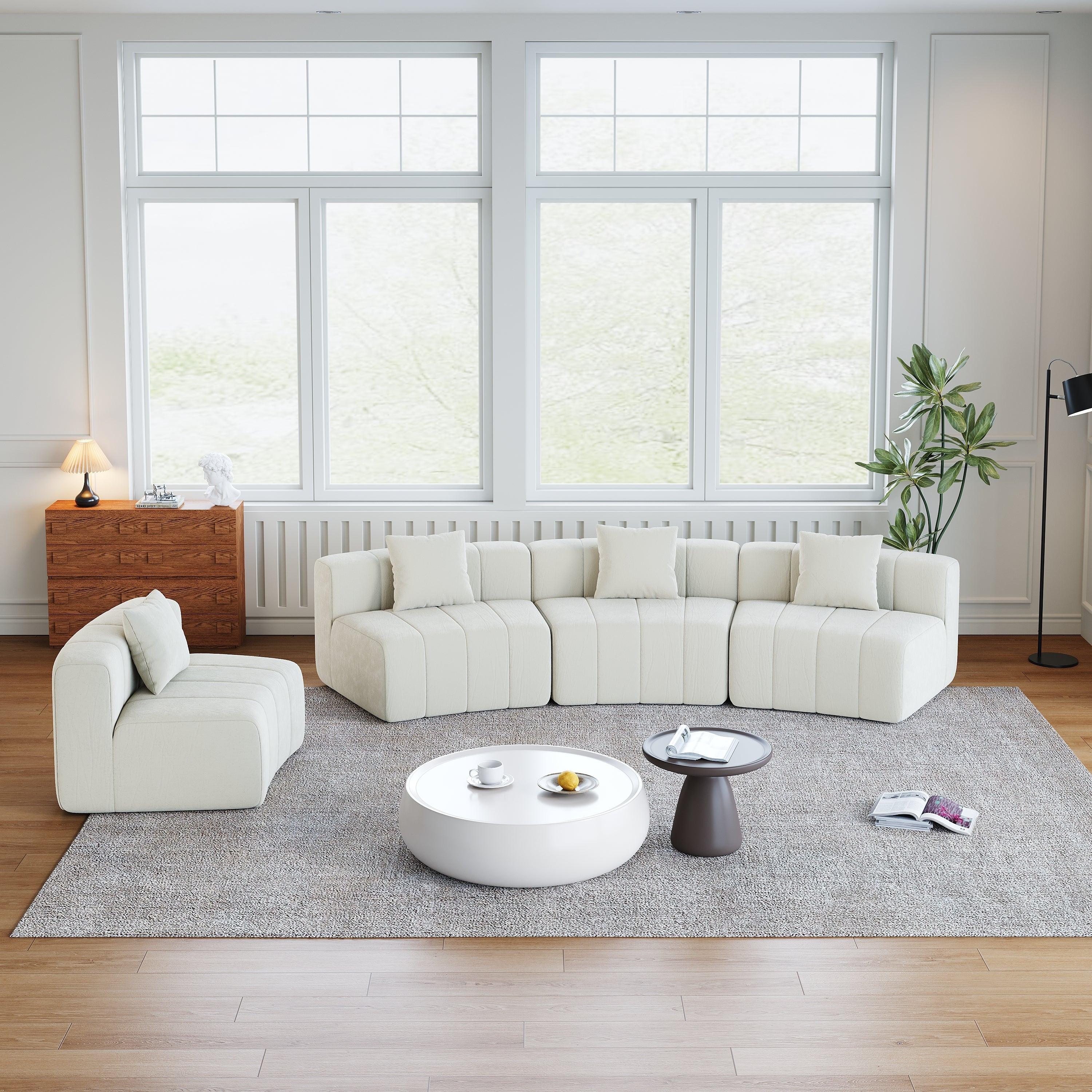 Chenille Curved Sectional Sofa - Versatile Comfort Design.