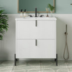 White Bathroom Vanity with Ceramic Sink - 30 Inch Design.