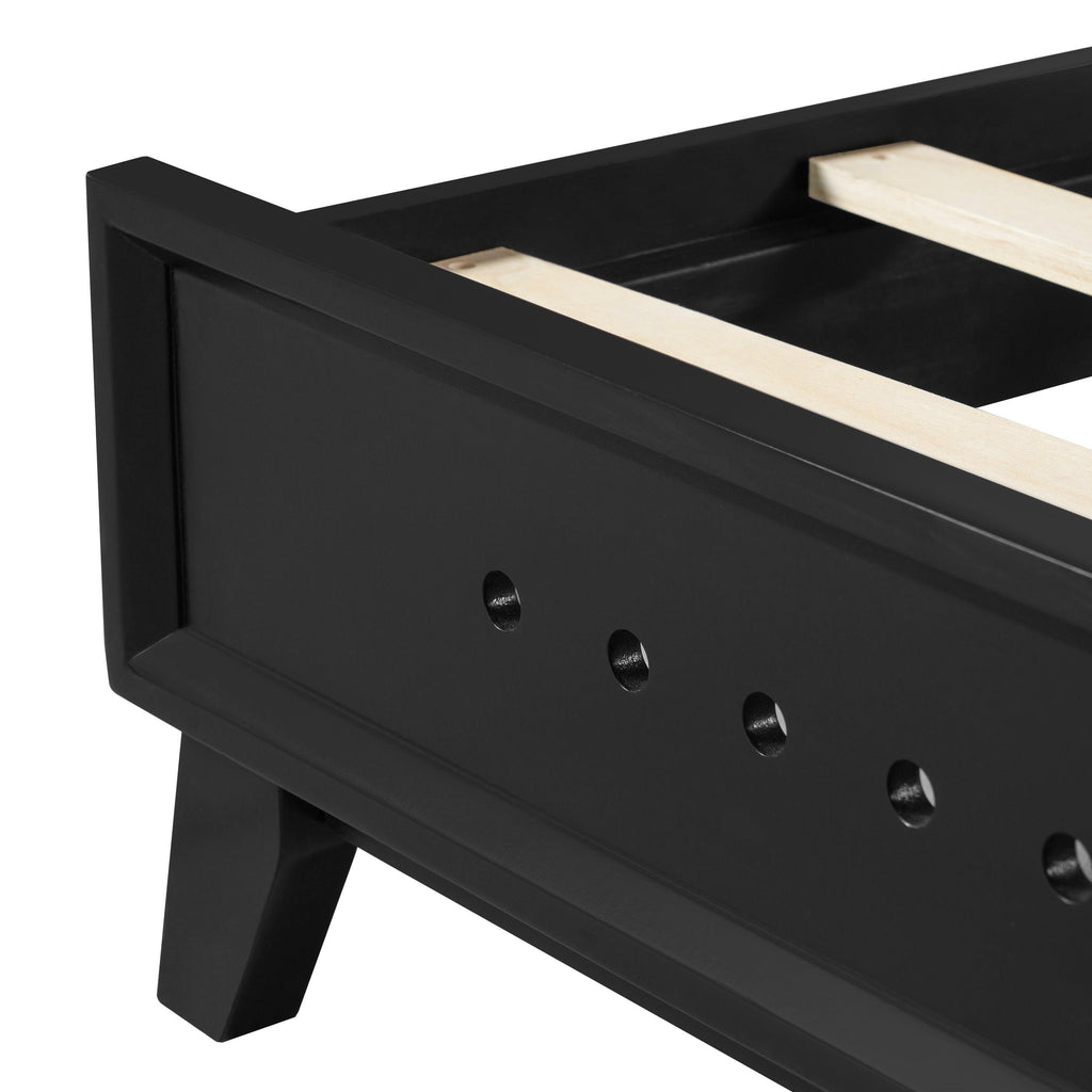 Solid Wood King Size Bed - Black Pine Design.