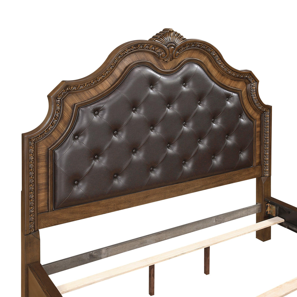 Elegant Queen Bed with Upholstered Headboard.