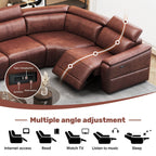 6-Piece Modular Leather Sectional Sofa for Living Room.