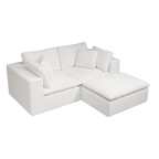 Modular Sectional Sofa - Plush Corduroy Fabric White.